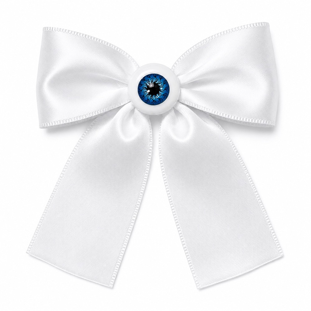 Bow Eyeball Clip – 1.5” Ribbon - Snow Fairy